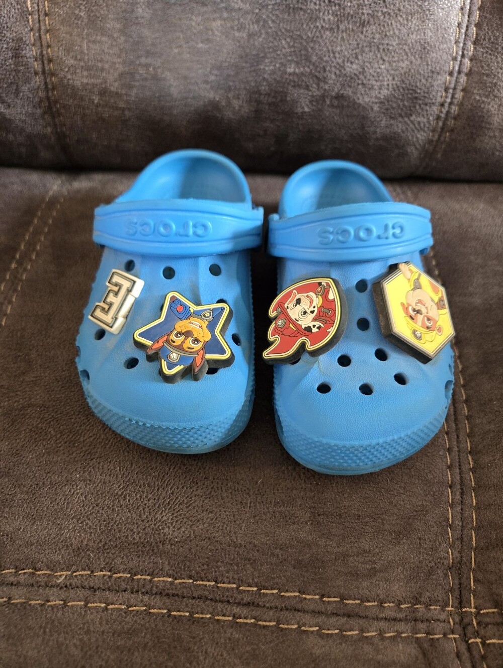 CROCS Kids' Bright Blue Clogs with Character Jibbitz